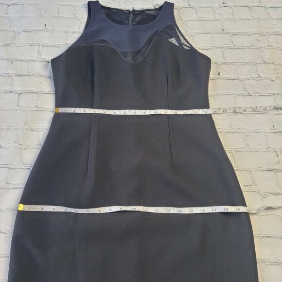 NWT E. Tahari black with navy detail sleeveless midi sheath dress size 8 - Picture 7 of 15